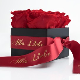 Alles Liebe Flowers for the Mum – Rose Box with Preserved Roses Durable 3 Years – 8.5 x 8.5 cm – Gift for Mother’s Day