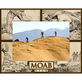 Saddle Mountain Souvenir Moab Utah Quad Laser Engraved Wood Picture Frame Landscape (8 x 10)