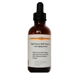 High Potency 15% MAP Vitamin C Serum with Pure Hyaluronic Acid, DMAE, MSM, and Allantoin (1.2oz, Pump Dispenser)