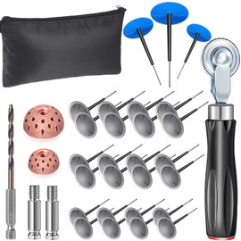 Zonon 29 Pcs Tire Repair Patch Tool Kit Including 24pcs Tire Patch Plugs (34/40/50 Mm), Buffing Wheel, Tire Patch Roller with 4mm Twist Drill Bits for Car, Motorcycle, Vehicle Repairing