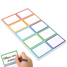 Utron 500Pcs Name Labels, 3.5x2.25 inch Blank Nametags, Sticky Name Tags for Whiteboards Locker Fridge School Office Home 10 Colors
