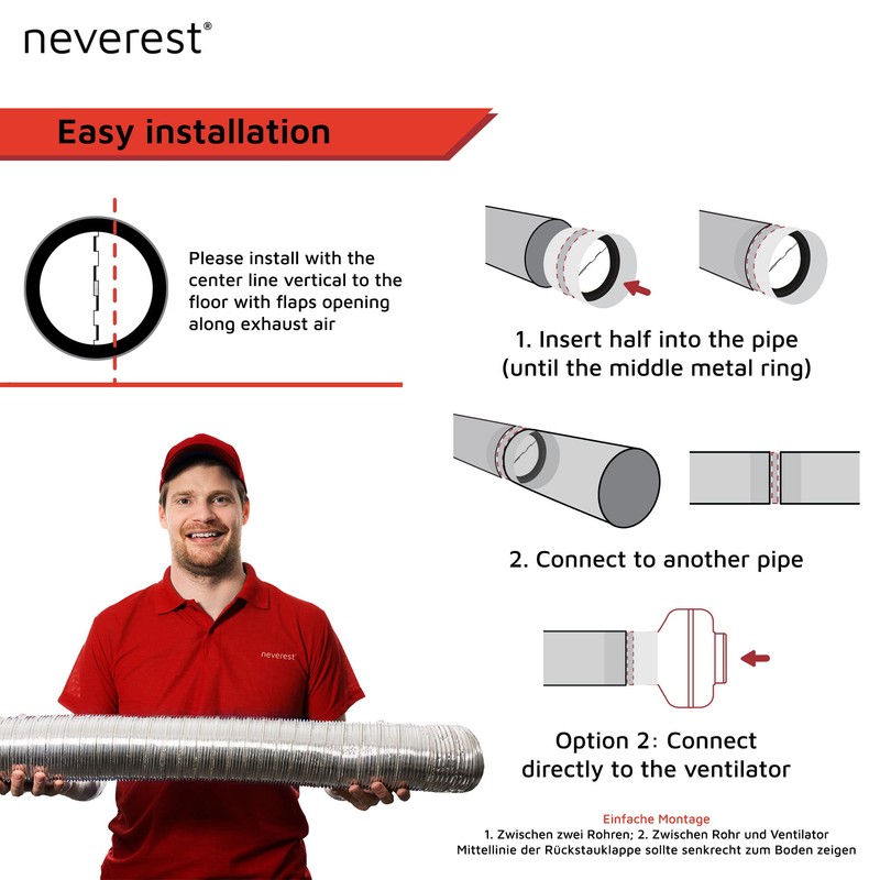 neverest® RK 6" Professional Backdraft Shutter Damper Connector Duct Fits