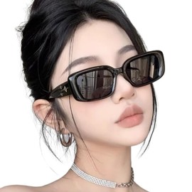 88flix Korea Sunglasses, UV Protection, UV Protection, Square Frame, Vintage Fashion Glass, Small Face, Meteor, Black