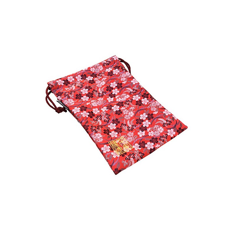 Senitosuin Nishijin Textile Brocade Drawstring Bag (with Lining) Black Red