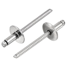 uxcell 50Pcs 5/32"x5/16" 304 Stainless Steel Large Flange Round Head Rivets, Large Cap Open End Blind Rivets for construction, automotive manufacturing, aerospace, shipbuilding (Silver)