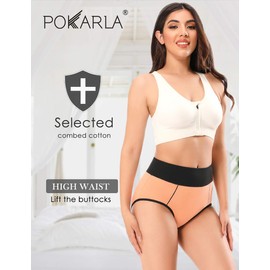 POKARLA - Ropa interior de algodón para mujer, de cintura alta, con cobertura completa, suave, transpirable, para posparto, ropa interior elástica, multicolor,, 6XL