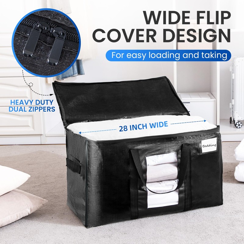 TAILI Extra Large Moving Bags, 2 Pack Black Heavy Duty
