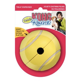 KONG Treat Dispenser Rewards Tennis Dog Toy, Large, Yellow