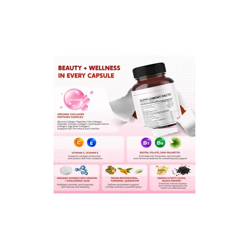 Colágeno Peakpury 4 Tipos + Resveratrol Cúrcuma 150 Cápsulas sin