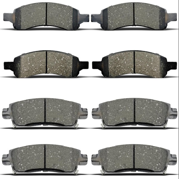 8pcs front rear Ceramic Brakes Pads Set Compatible with 2008-2017