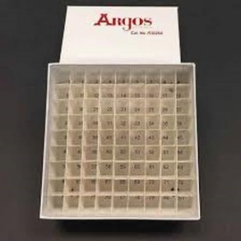 Argos R3026A White Cryo/Freezer Box with 81 Place Insert, 5-1/4" Length x 5-1/4" Width x 2" Height