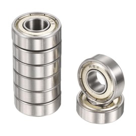 sourcing map 8pcs R6ZZ Deep Groove Ball Bearings 3/8" ID x 7/8" OD x 9/32" Height Miniature Bearings Double Metal Shielded Chrome Steel Z2 Bearing for Engineering Machinery, ABEC3