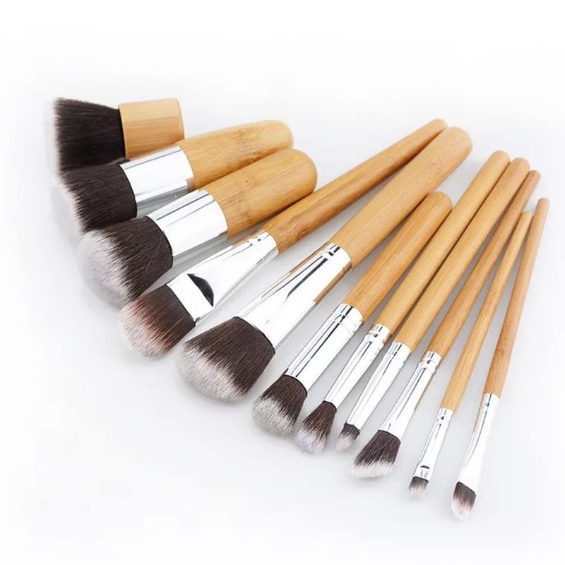 Brochas de Maquillaje Profesionales con de bambú, Bolsa de Almacenamiento