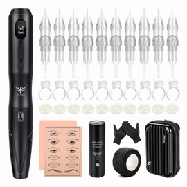 TATELF Wireless Permanent Eyebrow Makeup Machine Kit With 10 Pieces Cartridge Needles Microblading Supply for Lip Eyeliner Ombre Powder Brows Microshading Supplies