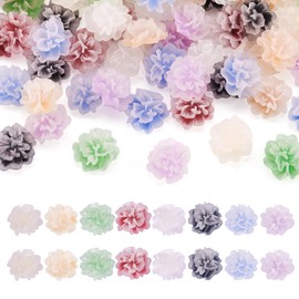 KISSITTY 100pcs Frosted Flower Embellishments Cabochons Flat Back Resin Floral Decorations for Jewelry DIY Nail Arts Ornaments Scrapbooking Crafts Hair Clips Home Decor