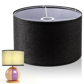 Fabric Lampshade 30 x 30 x 20 cm - Lampshades for Pendant Lamp Wall Lamp Bedside Lamp and Floor Lamp - Natural Linen Handmade - Hanging Lamp Made of Linen Fabric (Black)