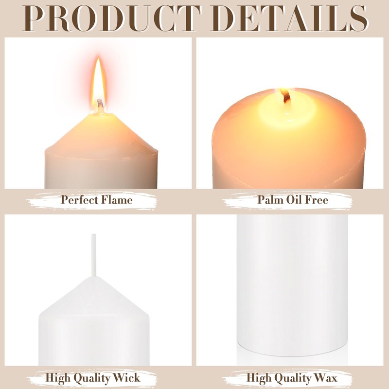 MTLEE Set of 40 White Pillar Candles 2x4 Inch Dripless