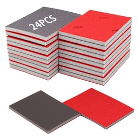 XINSUO Sanding Sponge, 24 Pieces Sanding Sponge Wood, Sanding Sponges, Flexible Wet/Dry Sandpaper, Grain Hand Sanding Blocks, Soft Foam Sand Blocks, Wet Dry Sandpaper
