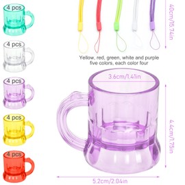JJYHEHOT 20 PCS Shot Glasses on Necklace, Cute Colorful Shot Glasses with Handle, 1 oz Mini Beer Mugs for Adults Teens Bachelorette Birthday Wedding Tasting Drinking Barbecue Party