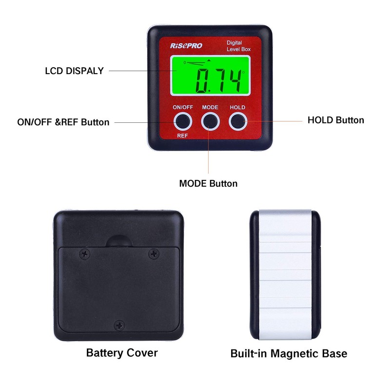 RISEPRO Digital Level Box Angle Gauge Protractor Inclinometer Bevel Box