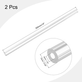 QUARKZMAN Pack of 2 PVC Transparent Tubes, Inner Diameter 6 mm Diameter 15 mm Length 350 mm Acrylic Plastic Tube for Lamp Construction, Floor Lamps
