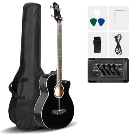 Glarry GMB101 4 string Electric Acoustic Bass Guitar w/ 4-Band Equalizer EQ-7545R Black