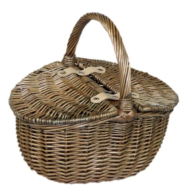 Red Hamper EH091 Wicker Small Antique Wash Double Lidded Oval