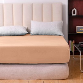 Hafaa Fitted Sheet Extra Deep Pocket Double Bed Sheets Fitted 16 inch 40 Cm Soft Brushed Microfiber Breathable Bed Sheets Shrinkage and Fade Resistant (Peach)