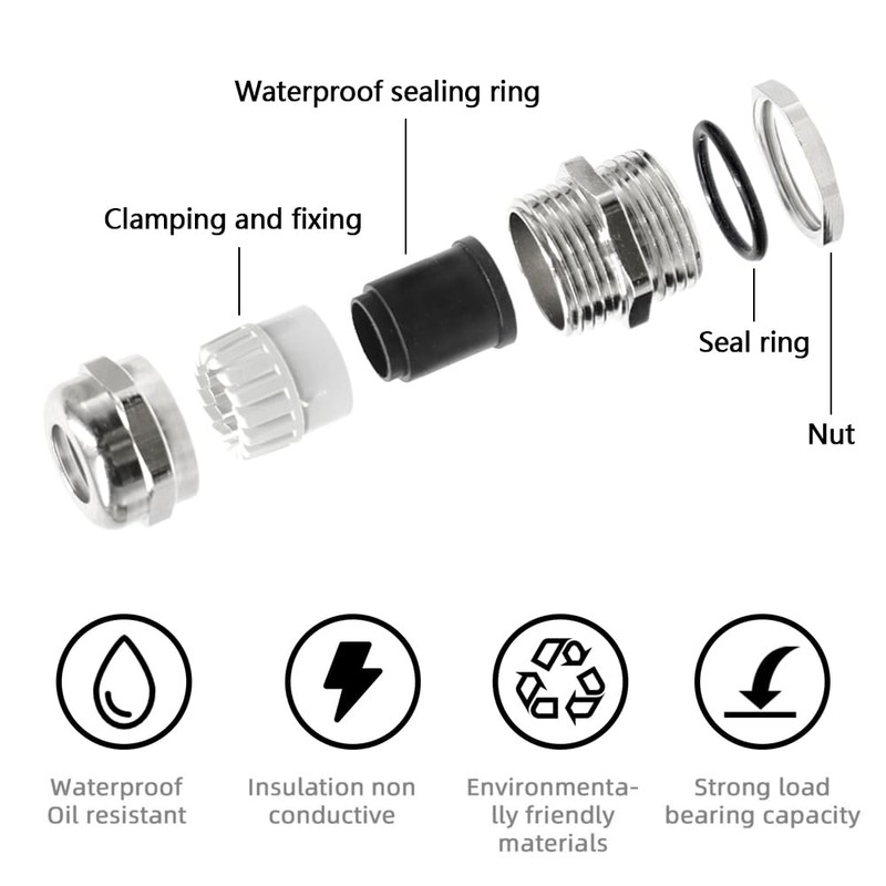 GOIYZTTR 6pcs PG13.5 Cable Glands IP68 Waterproof Cable Grommet Brass