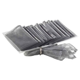 Fennco Styles Sorbet Collection Elegant Sheerness Organza 20 x 20 Inch Cloth Napkins, Set of 12 - Silver Diner Napkins for Wedding, Banquets, Special Events and Party Décor