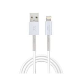 MOS Spring Lightning Cable Aluminum Heads, Spring Relief, White, 3ft