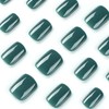 Square Fake Nails Short Press On Nails Green Nails Press