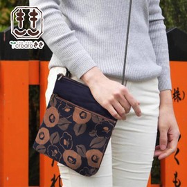 Crearekiki Made in Japan Shoulder Bag for Women Indigo Persimmon Shibu Dyed 2 Zipper Pochette Mother Birthday Present IZ-111, Owl, Small