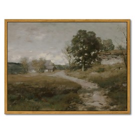 OIQArtOIQ Framed Vintage Landscape Wall Art French Country Cottage Natural Scenery Oil Painting Canvas Prints Farmhouse Decor Aesthetic Pictures for Kitchen Bedroom Living Room Bathroom