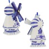 Kurt Adler Porcelain Delft Blue Windmill Ornament Set Of 3