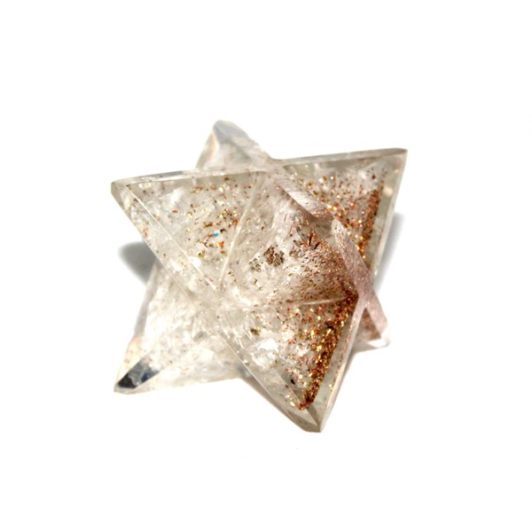 Jet International Lovely Big Genuine Crystal Quartz Orgone Merkaba 4"