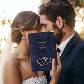 Berlin - Family Register for the Wedding Made of High-Quality Velour - Family Registry Book with Fillable Family Tree - Family Register Office - (14 x 21 cm) Smaller than Family Book A5