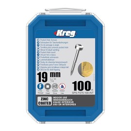 Kreg SPS-F075-100 Zinc Pocket Screws, 3/4 Inch #6 Fine Thread, Pan Head (100 Count)