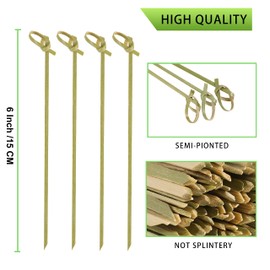 200 PCS Cocktail Picks, 6 Inch Toothpicks for Appetizers, Natural Bamboo Knot Skewers, Mini Food Sticks, Fancy Tooth Picks for Drinks, Fruit, Charcuterie, Cocktail Garnish Accessories, Party Supplies