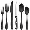LIANYU 36-Piece Black Flatware Set with Steak Knives, Stainless Steel