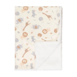 EVERYDAY KIDS Large Ultra Jungle Safari Animals Minky Baby Blanket for Boys Mink and Sherpa Toddler and Baby Boy Blanket Measures 30 x 40”; Safari Animal Baby Nursery Decor