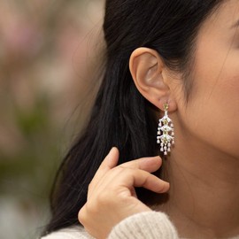 Peora Peridot Chandelier Dangle Earrings in Sterling Silver, Pear Shaped, 6x4mm, 4 Carats Total, Friction Backs, Real Peridot Jewelry, August Birthstone Earrings