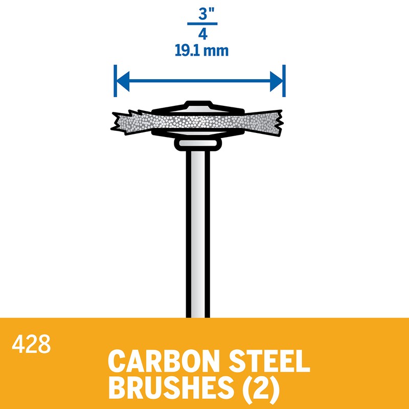 Dremel 428-02 Carbon Steel Brushes (2 Pack), 3/4" Diameter