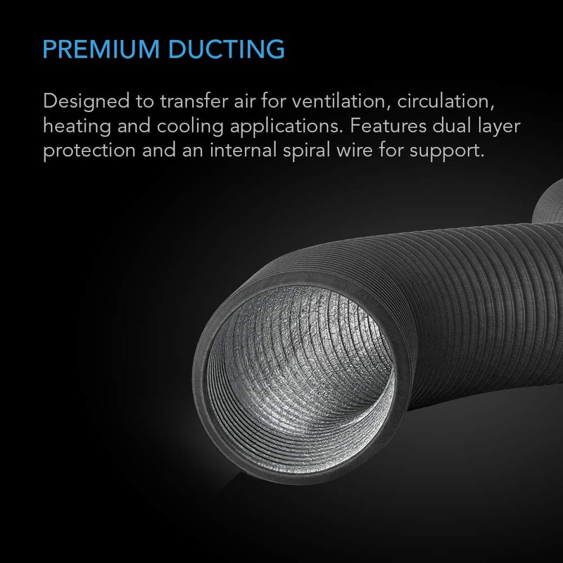 AC Infinity Flexible 6-Inch Aluminum Ducting, Heavy-Duty Four-Layer Protection, 8-Feet