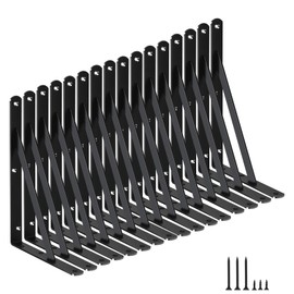 16 Pack L11 x H 8" Black Heavy Duty Shelf Brackets with Screws Metal Shelf Brackets Shelf Support Angle Brackets for Shelves L Brackets Heavy Duty Floating Shelf