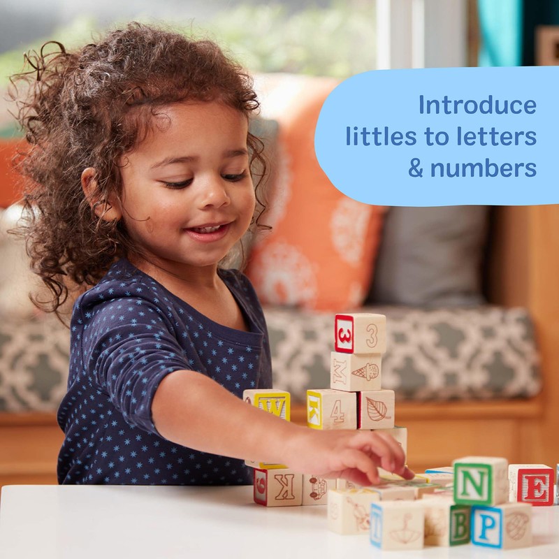 Melissa & Doug Deluxe Wooden ABC/123, 50-Piece Set of Classic