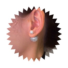 Andelaisi Boho Pearl Ear Jacket Earrings Vintage Pearl Filigree Earrings Silver Pearl Stud Earrings Pearl Front Back Earrings Jewelry for Women