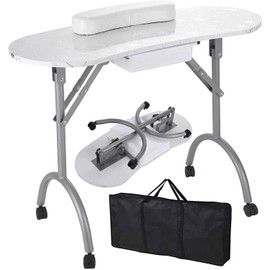 be current Manicure Nail Table, Portable Folding Station Desk Movable Tech Table - Foldable Technician for Home Spa Beauty Salon with Sponge, White, 35.83 ft ft L x 15.75 ft ft W x 27.56 InchH