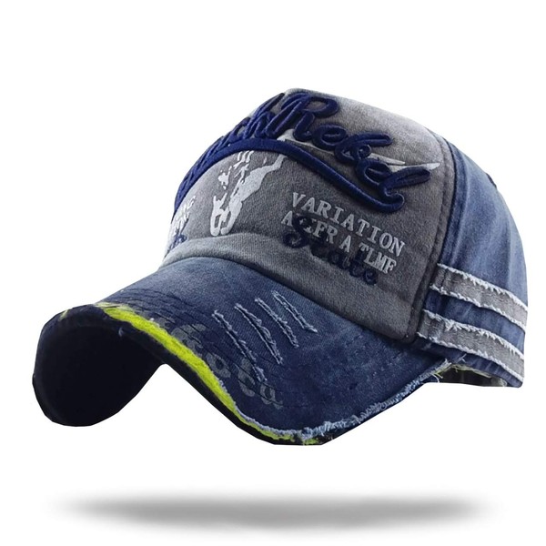WHITE FANG CA087 Men's Buffalo Vintage Damaged Cap, Logo, Stylish,