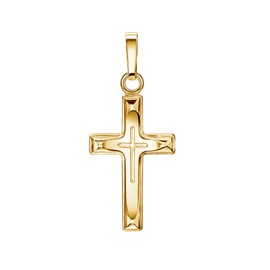 JEVELION Cross in Cross Pendant Gold Cross Jesus Christ for Women, Men and Children as a Necklace Pendant with Jewellery Case, Yellow Gold